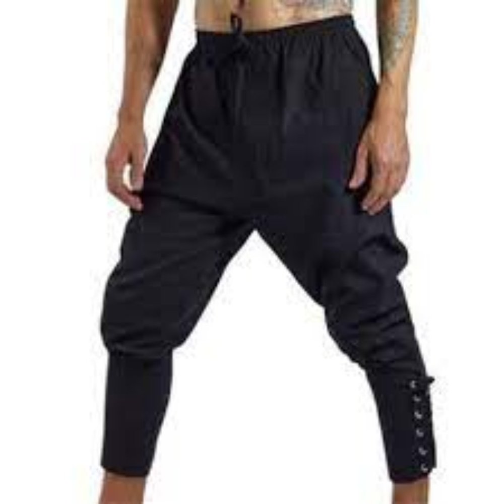 HEYDHSDC. Men Medieval Trousers Pirate Pants Lace-Up Bandage Pants Halloween Vin